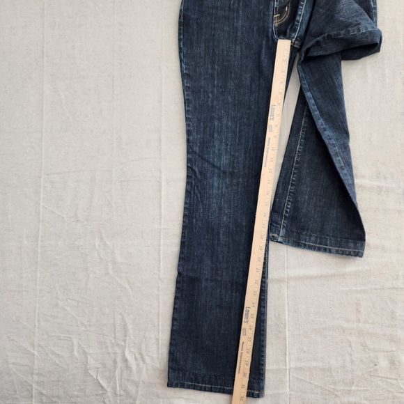 David Kahn Jeans Women 10 Blue Denim Stretch Bootcut Mid Rise 32x32 Made in USA - Picture 5 of 16